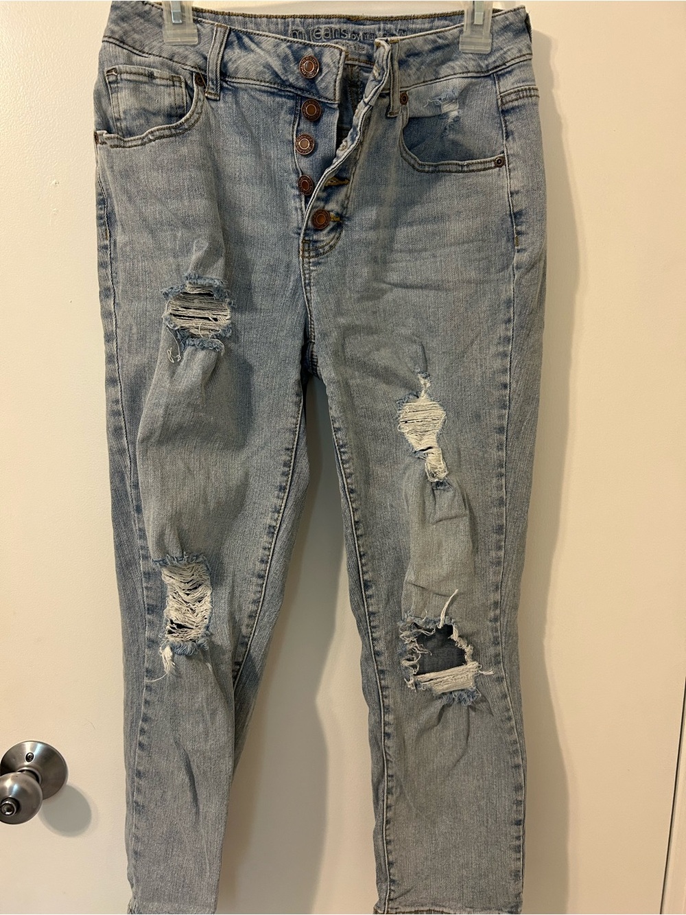 Maurices Light Blue Distressed Ankle Crop Jeans